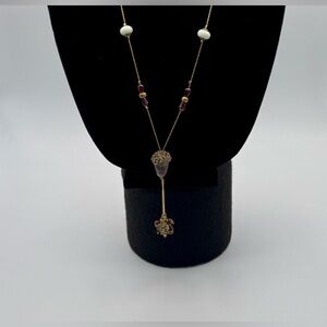 Acorn Dangling 17” Charm Leaves Necklace